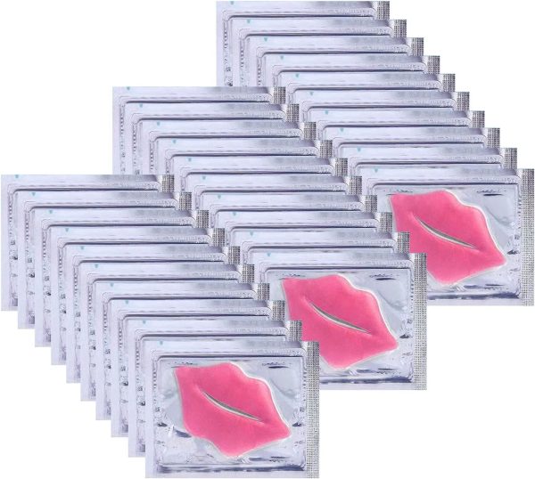 30 pieces of Moisturizing Collagen Crystal Lip Mask - Anti-Ageing & Anti Chapped, Reduce lip Wrinkles, Fade Lip Color, Make Skin Smooth And Firm Collagen Lip Pieces (Pink)